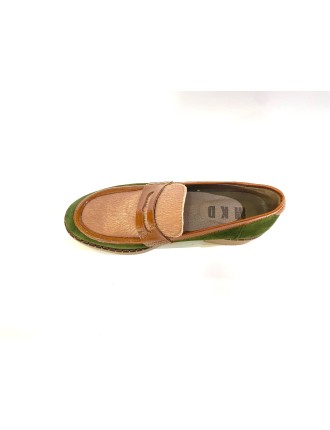 MOCASSINS 1516 CUIR VELOURS VERT