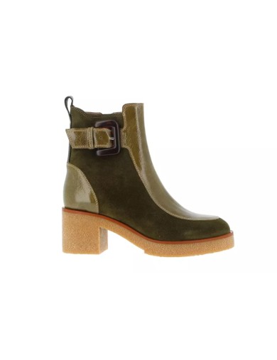 BOOTS MINKA 1518 VELOURS CUIR VERT