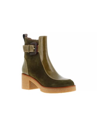 BOOTS MINKA 1518 VELOURS CUIR VERT