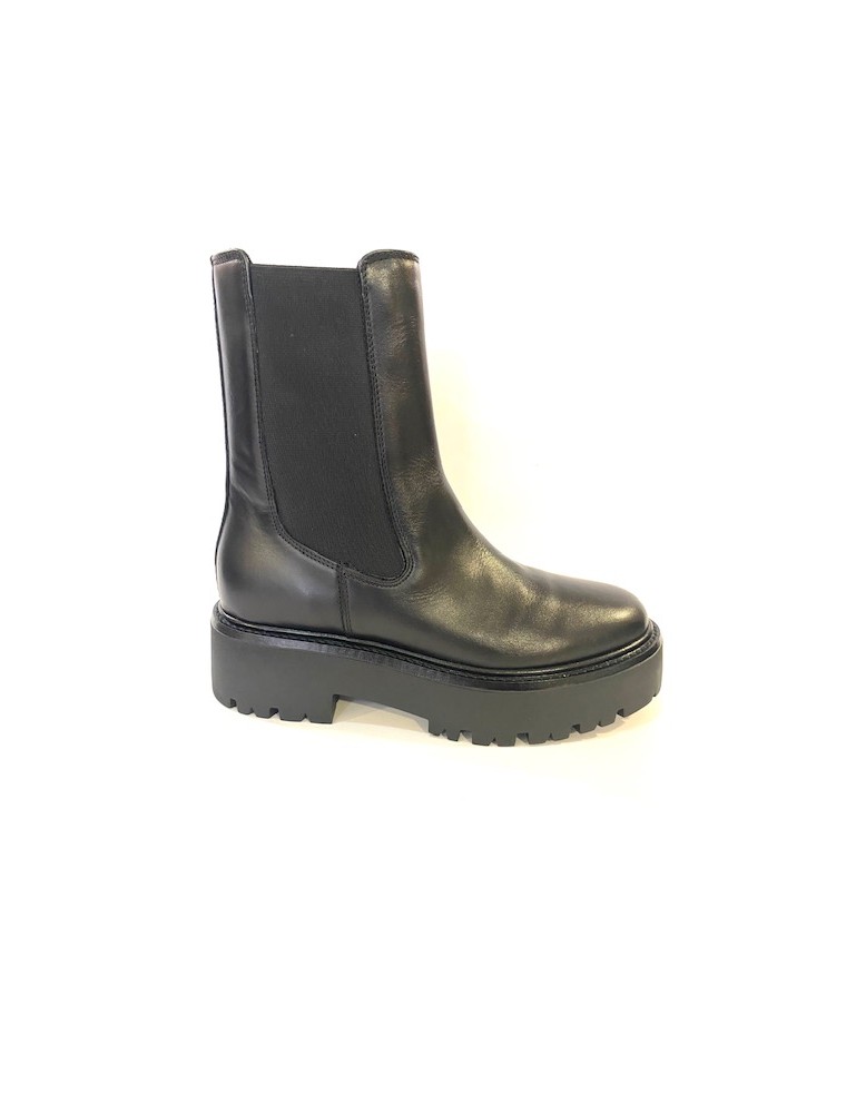 BOOTS REQINS EVEREST CUIR LISSE NOIR