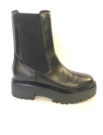 BOOTS REQINS EVEREST CUIR LISSE NOIR