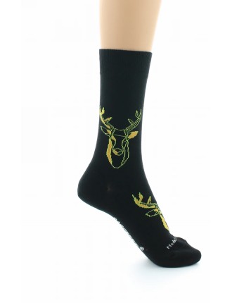 CHAUSSETTES DAGOBERT CERF NOIR/JAUNE TAILLE 39/42