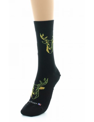 CHAUSSETTES DAGOBERT CERF NOIR/JAUNE TAILLE 39/42