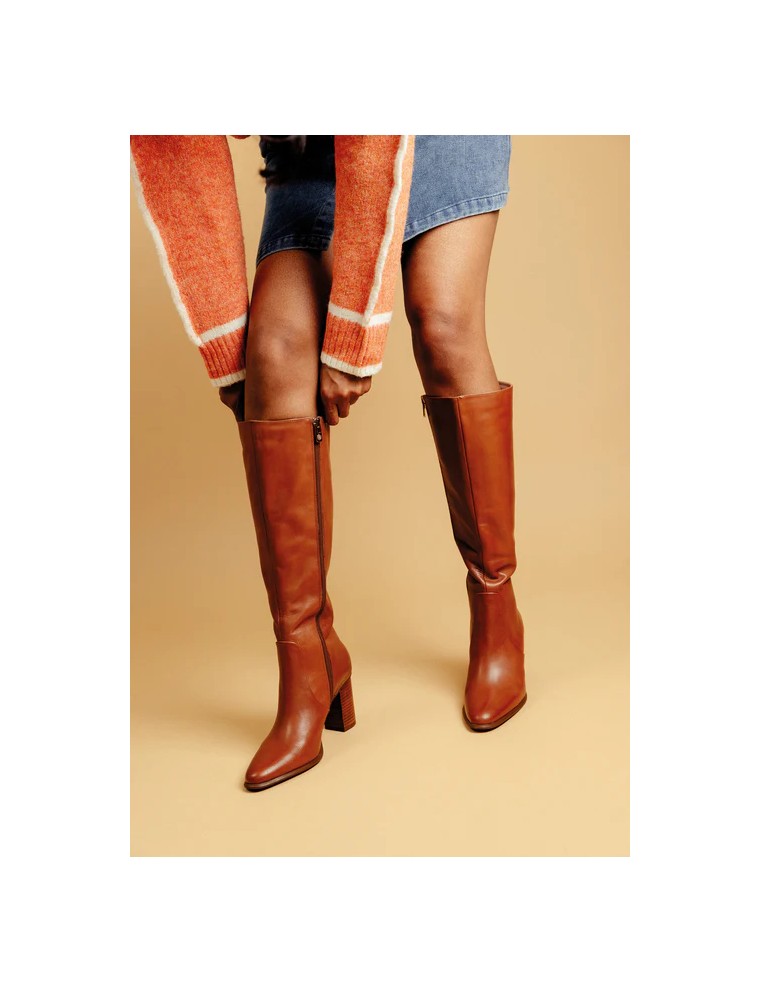 BOTTES EMILIE KARSTON NOAH CUIR LISSE MARRON