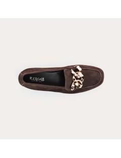 MOCASSINS REQINS HANISSA CUIR VELOURS MARRON