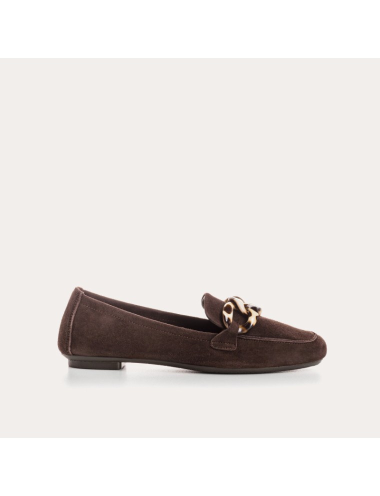 MOCASSINS REQINS HANISSA CUIR VELOURS MARRON