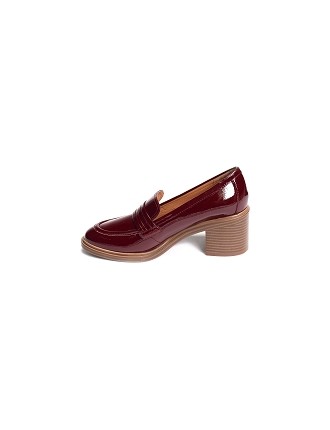 MOCASSINS à TALONS GOLDEN VERNIS BORDEAUX