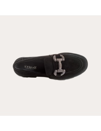 MOCASSINS REQINS ABRIL CUIR VELOURS NOIR