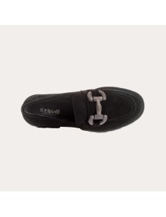 MOCASSINS REQINS ABRIL CUIR VELOURS NOIR