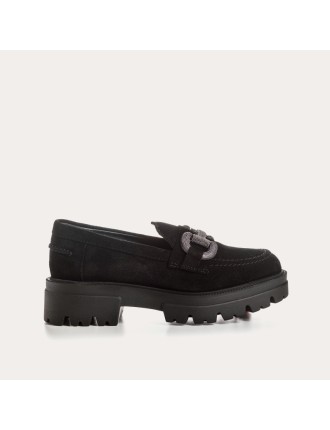 MOCASSINS REQINS ABRIL CUIR VELOURS NOIR