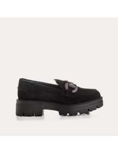 MOCASSINS REQINS ABRIL CUIR VELOURS NOIR