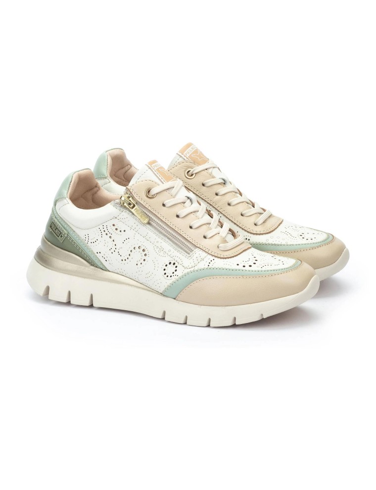 BASKET RIEKER W1308-81 BLANC VERT D'EAU