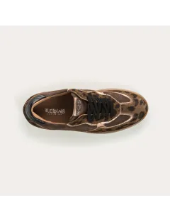 BASKETS ATHENA REQINS CUIR VELOURS MARRON