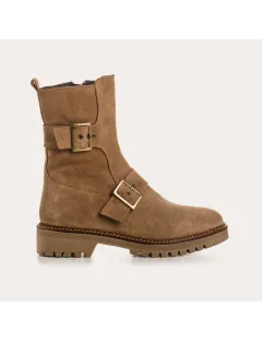 BOOTS DEBRA REQINS CUIR SUEDE MARRON