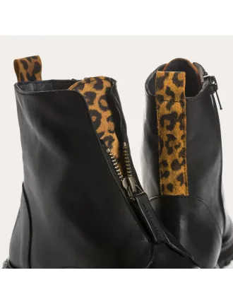 BOOTS DICKSON REQINS CUIR LISSE NOIR