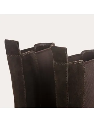 BOOTS LAUSANNE REQINS CUIR VELOURS MARRON