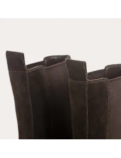 BOOTS LAUSANNE REQINS CUIR VELOURS MARRON