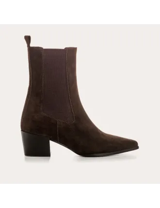 BOOTS LAUSANNE REQINS CUIR VELOURS MARRON