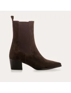 BOOTS LAUSANNE REQINS CUIR VELOURS MARRON