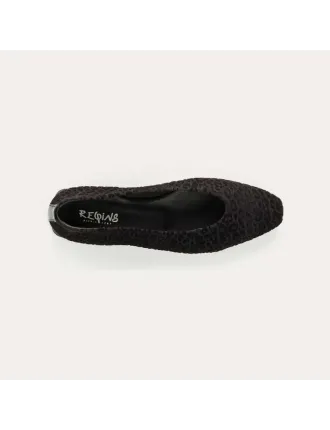 BALLERINES THEA REQINS CUIR VELOURS NOIR