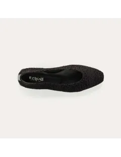 BALLERINES THEA REQINS CUIR VELOURS NOIR