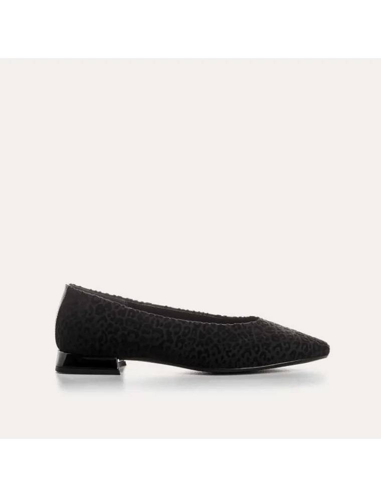 BALLERINES THEA REQINS CUIR VELOURS NOIR