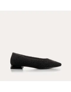 BALLERINES THEA REQINS CUIR VELOURS NOIR