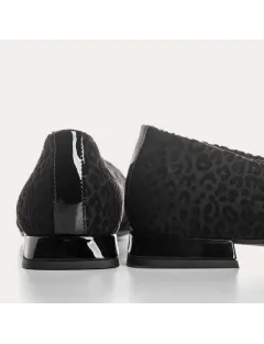 BALLERINES THEA REQINS CUIR VELOURS NOIR