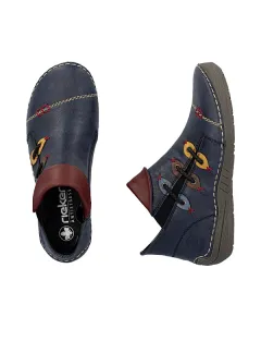 BASKETS RIEKER 72581-14 IMITATION CUIR LISSE BLEU