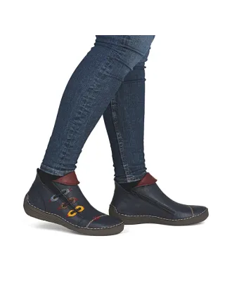 BASKETS RIEKER 72581-14 IMITATION CUIR LISSE BLEU