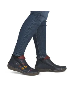 BASKETS RIEKER 72581-14 IMITATION CUIR LISSE BLEU