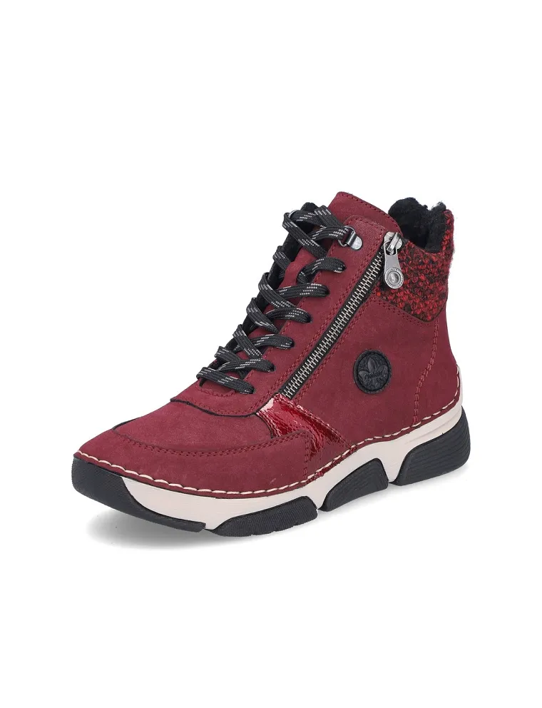 BASKETS RIEKER 45960-35 IMITATON CUIR LISSE BORDEAUX