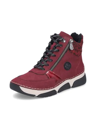 BASKETS RIEKER 45960-35 IMITATON CUIR LISSE BORDEAUX