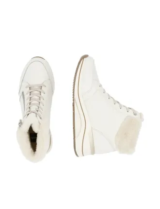 BASKETS REMONTE D0T77-80 CUIR LISSE BLANC