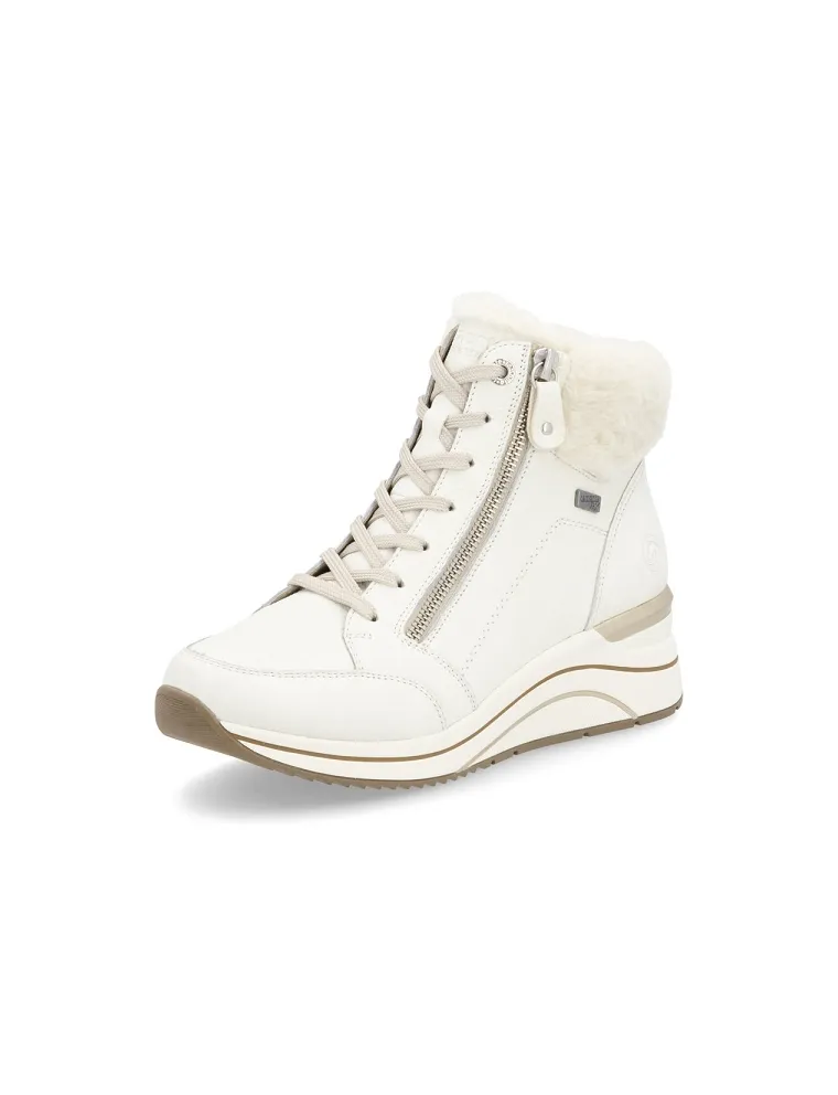 BASKETS REMONTE D0T77-80 CUIR LISSE BLANC