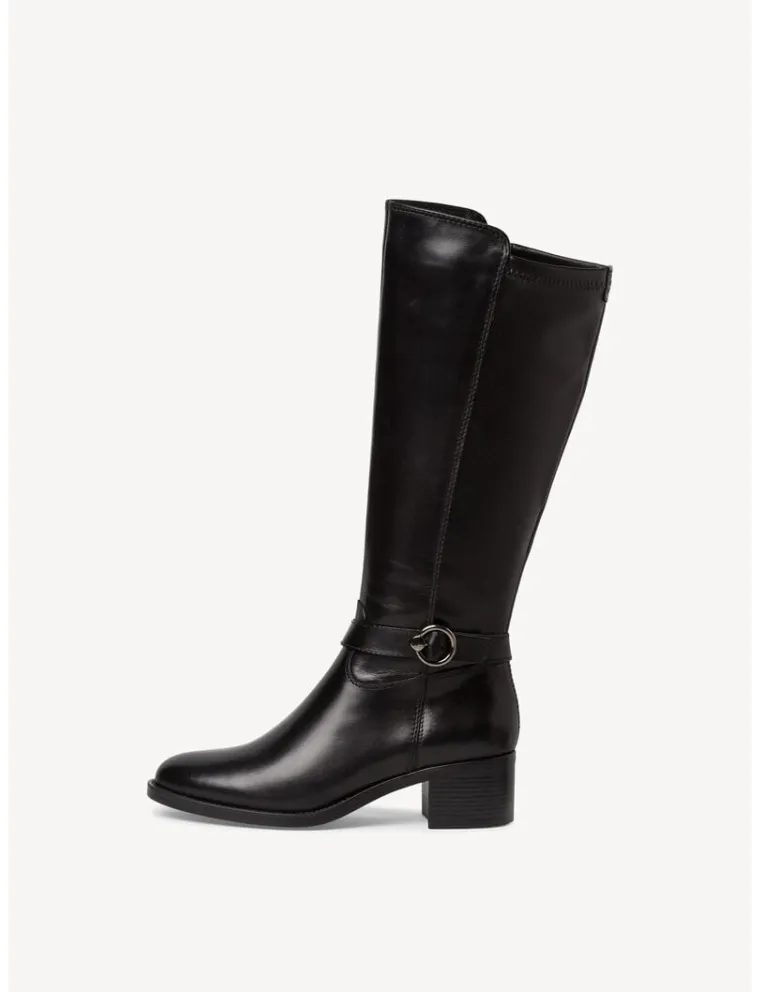 BOTTES TAMARIS 25537-41-001 CUIR LISSE NOIR