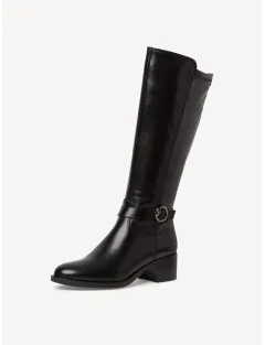 BOTTES TAMARIS 25537-41-001 CUIR LISSE NOIR